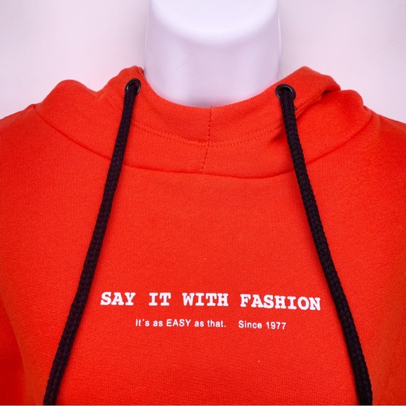 Zara Say It With Fashion Red Cropped Hoodie Size Small - Picture 2 of 7